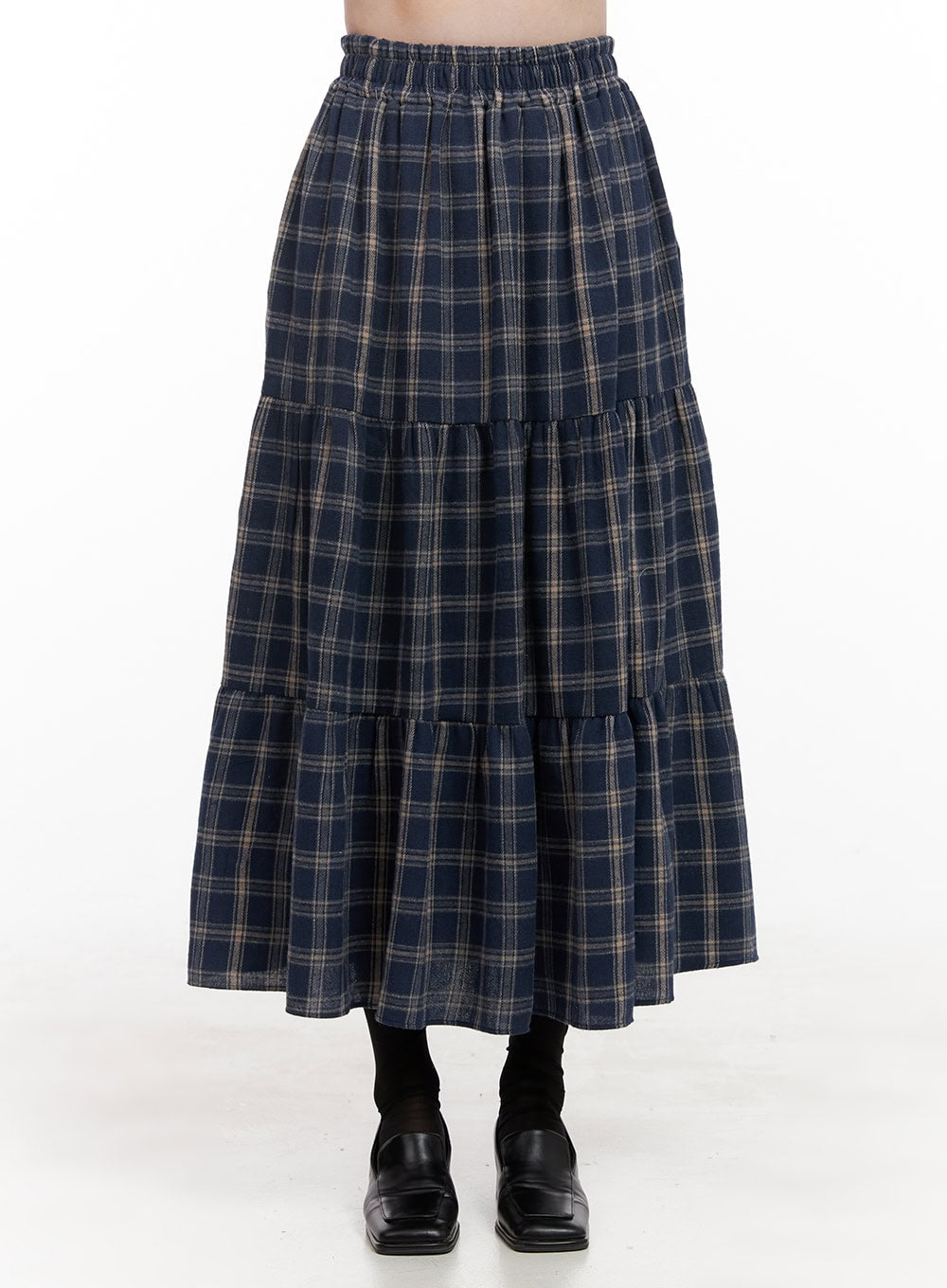 Checkered Ruffle Maxi Skirt OD403