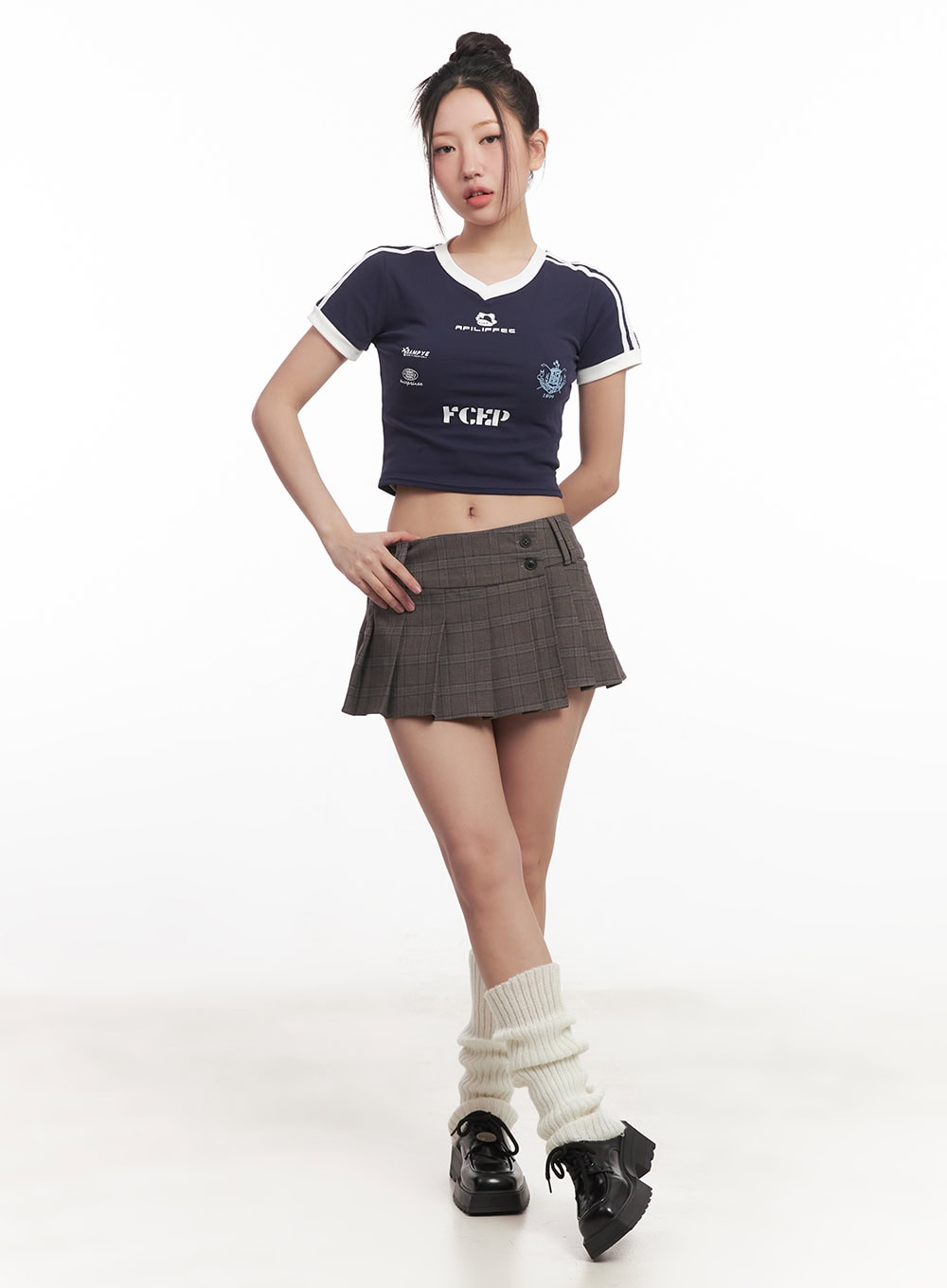 Plaid Pleated Mini Skirt CM528