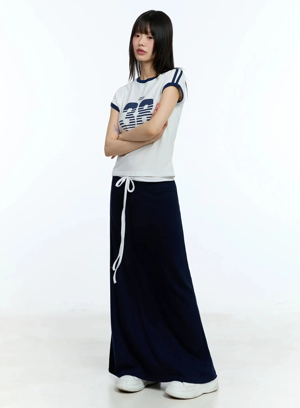 Two-Tone Comfy Maxi Skirt IU523