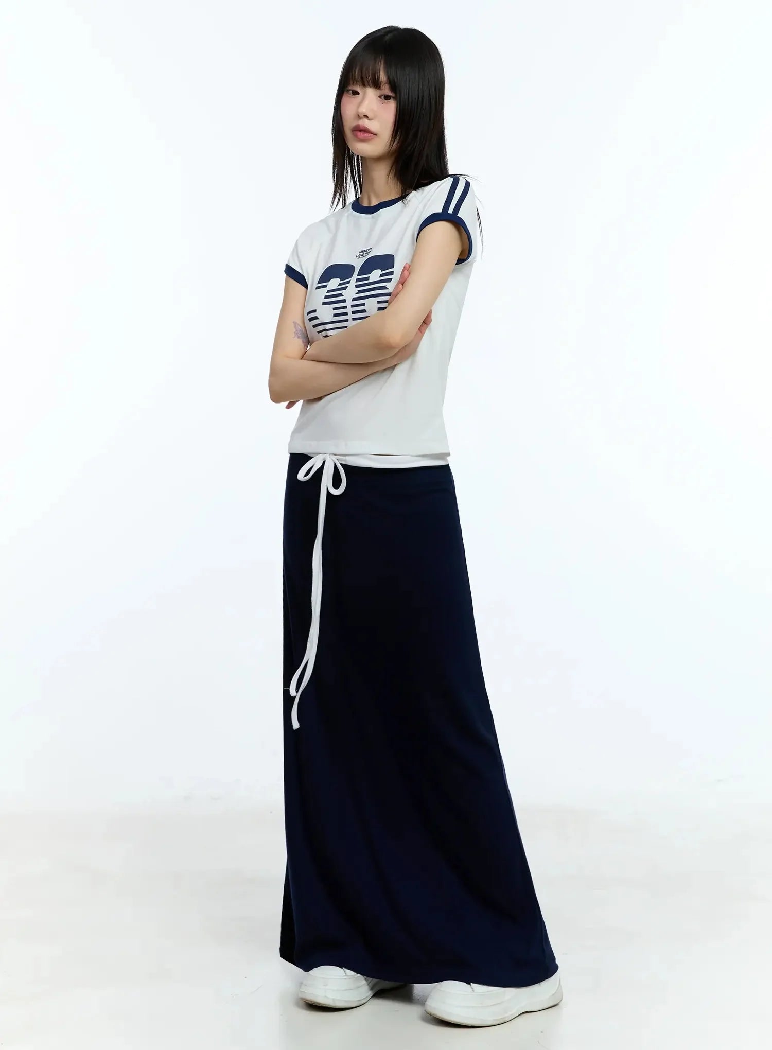 Two-Tone Comfy Maxi Skirt IU523