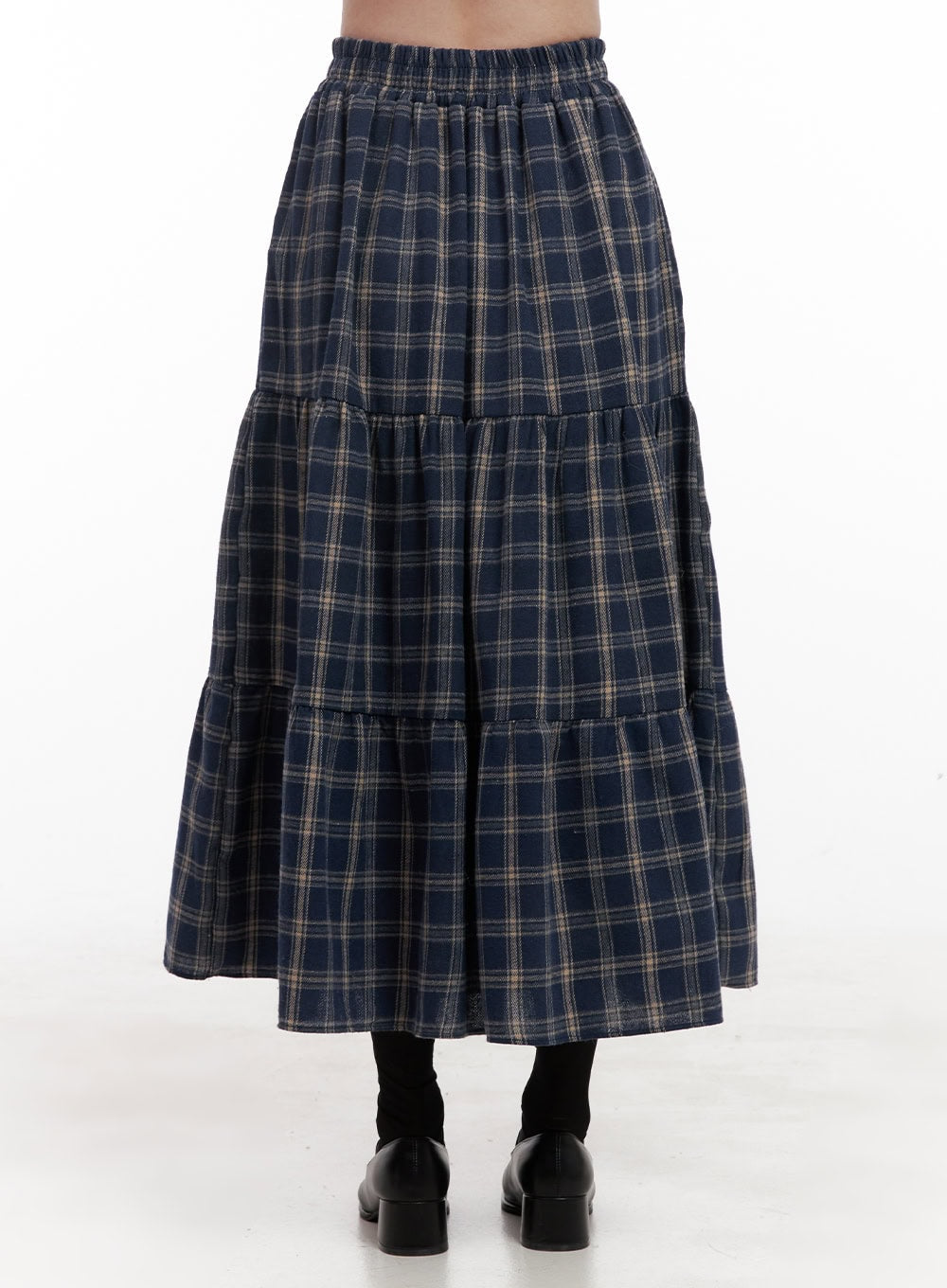 Checkered Ruffle Maxi Skirt OD403