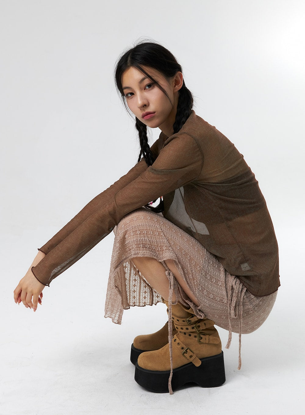 Lace X Strap Maxi Skirt IS327