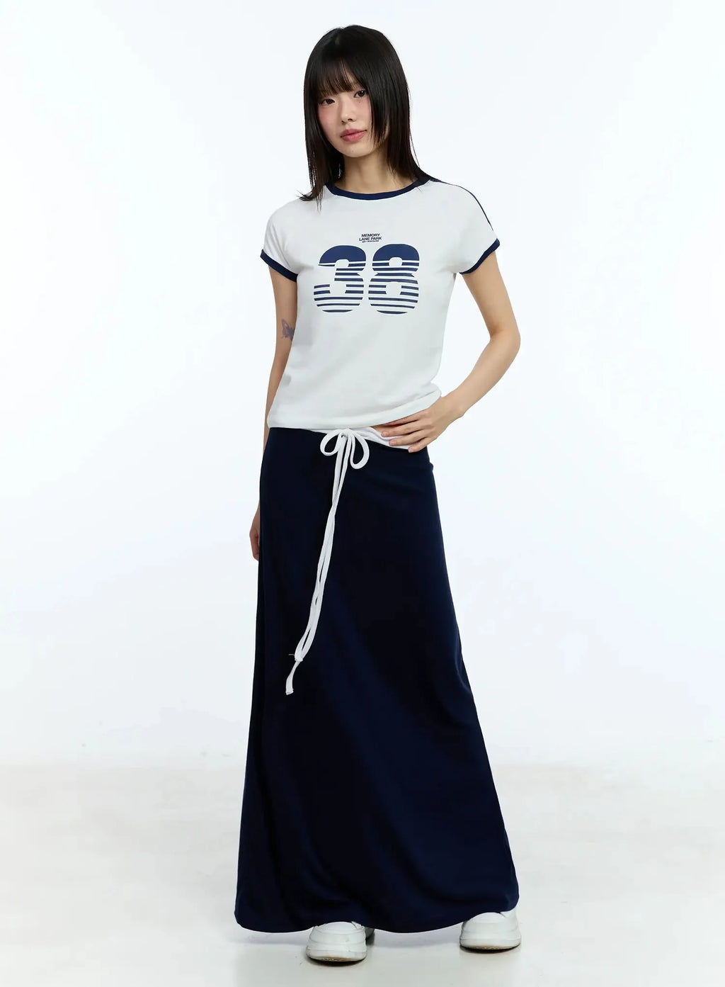 Two-Tone Comfy Maxi Skirt IU523