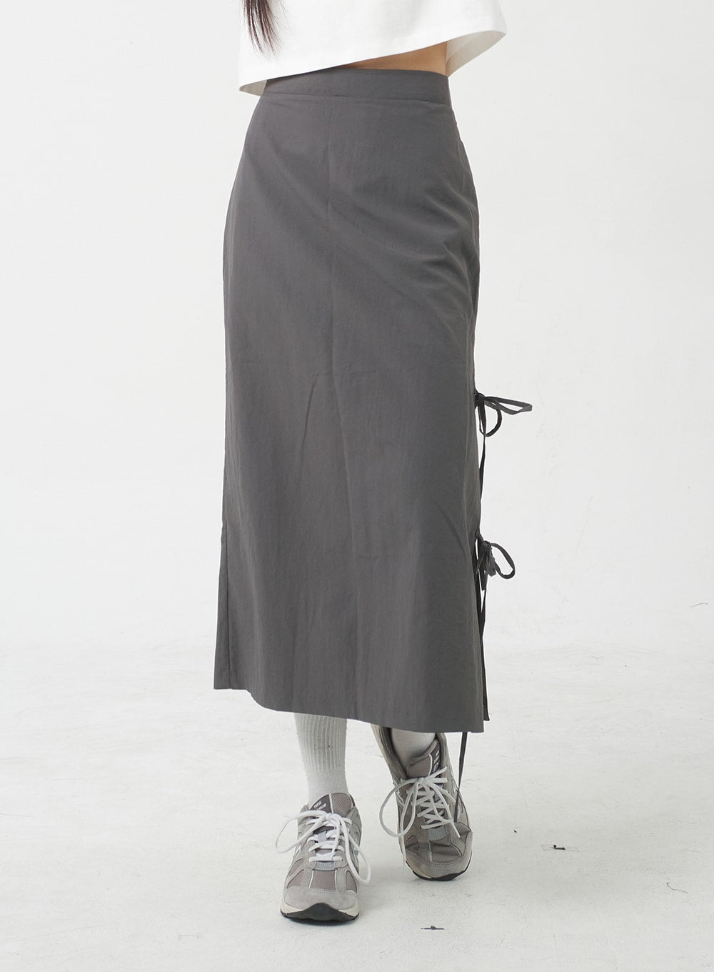 Side Slit Nylon Maxi Skirt BY312