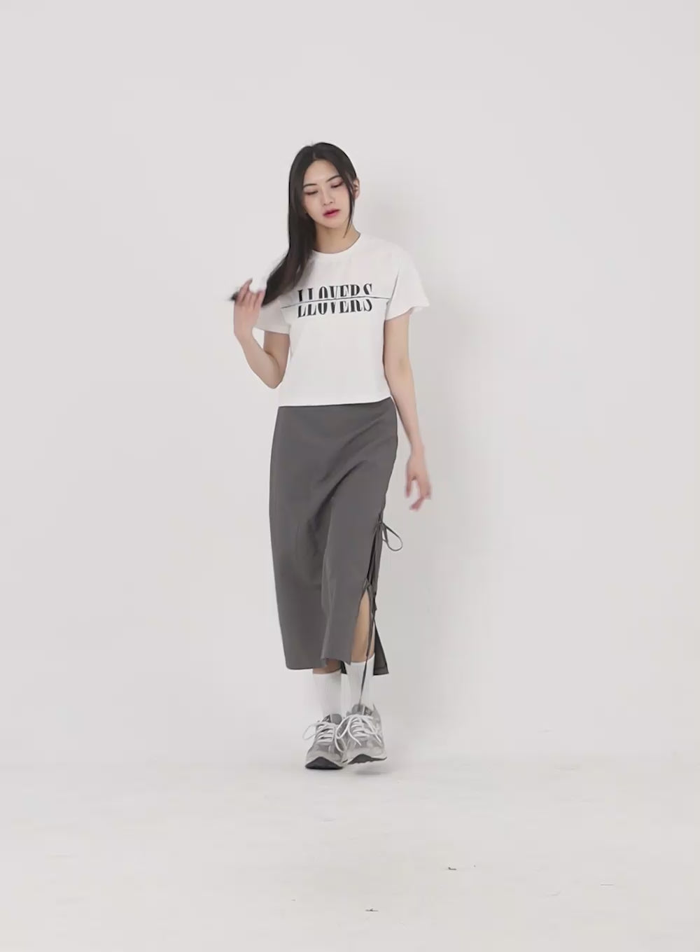 Side Slit Nylon Maxi Skirt BY312