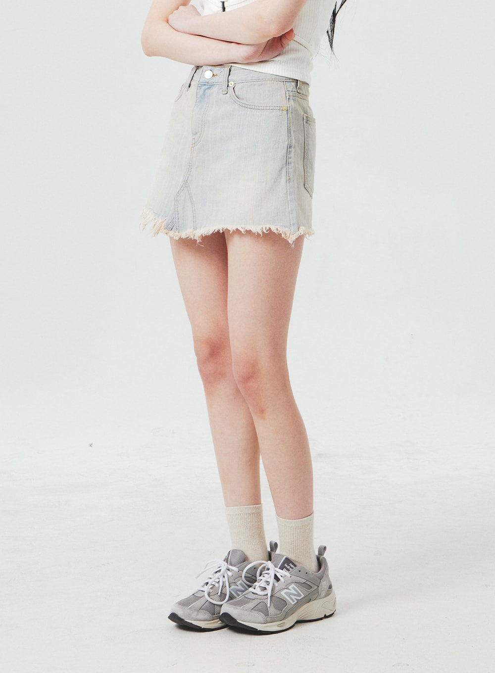 Ripped Denim Mini Skirt BA305