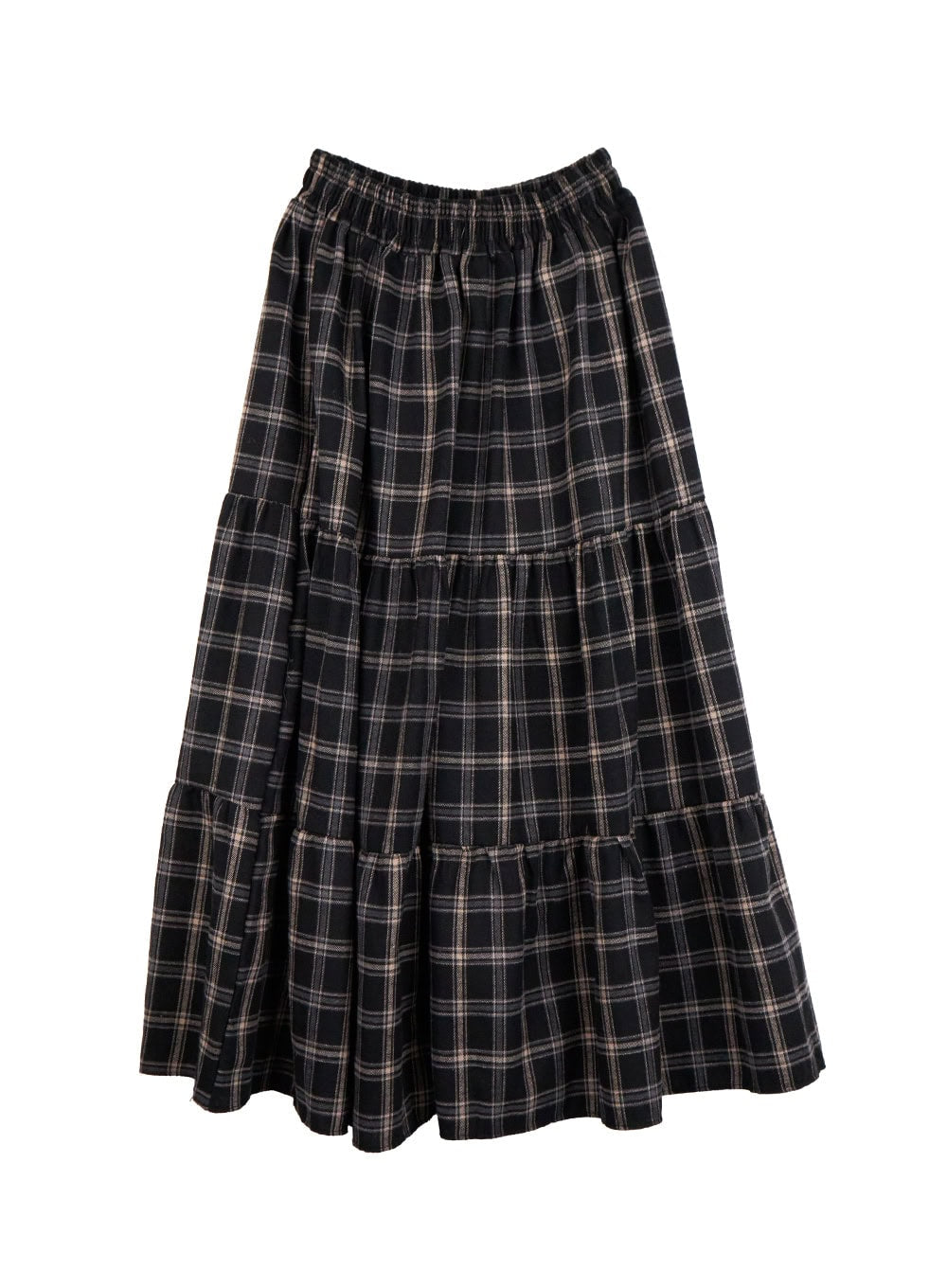 Checkered Ruffle Maxi Skirt OD403